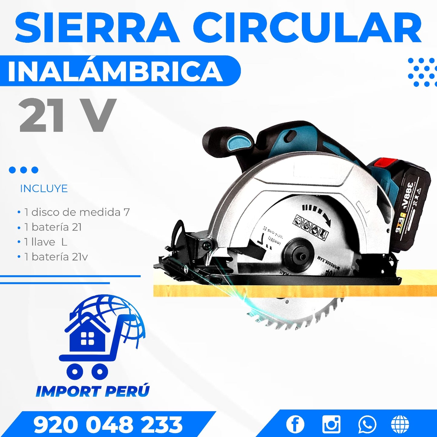 Sierra Circular Inalámbrica 21v
