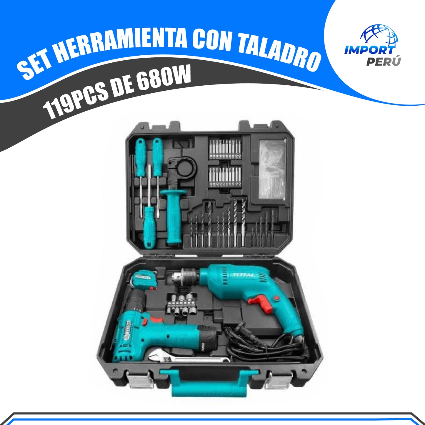 Set de herramientas con Taladro 680W - 119PCS
