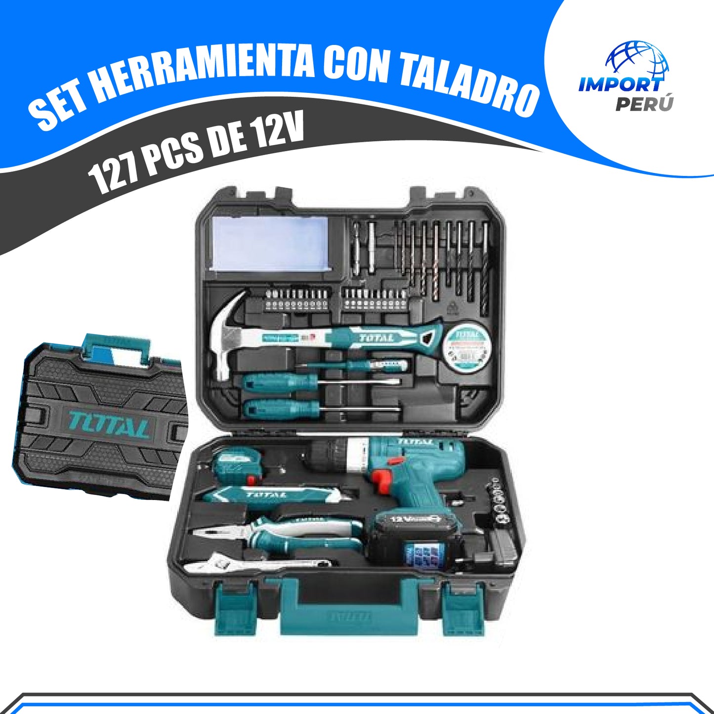Set de Herramientas con Atornillador 12V - 127 Pcs TOTAL