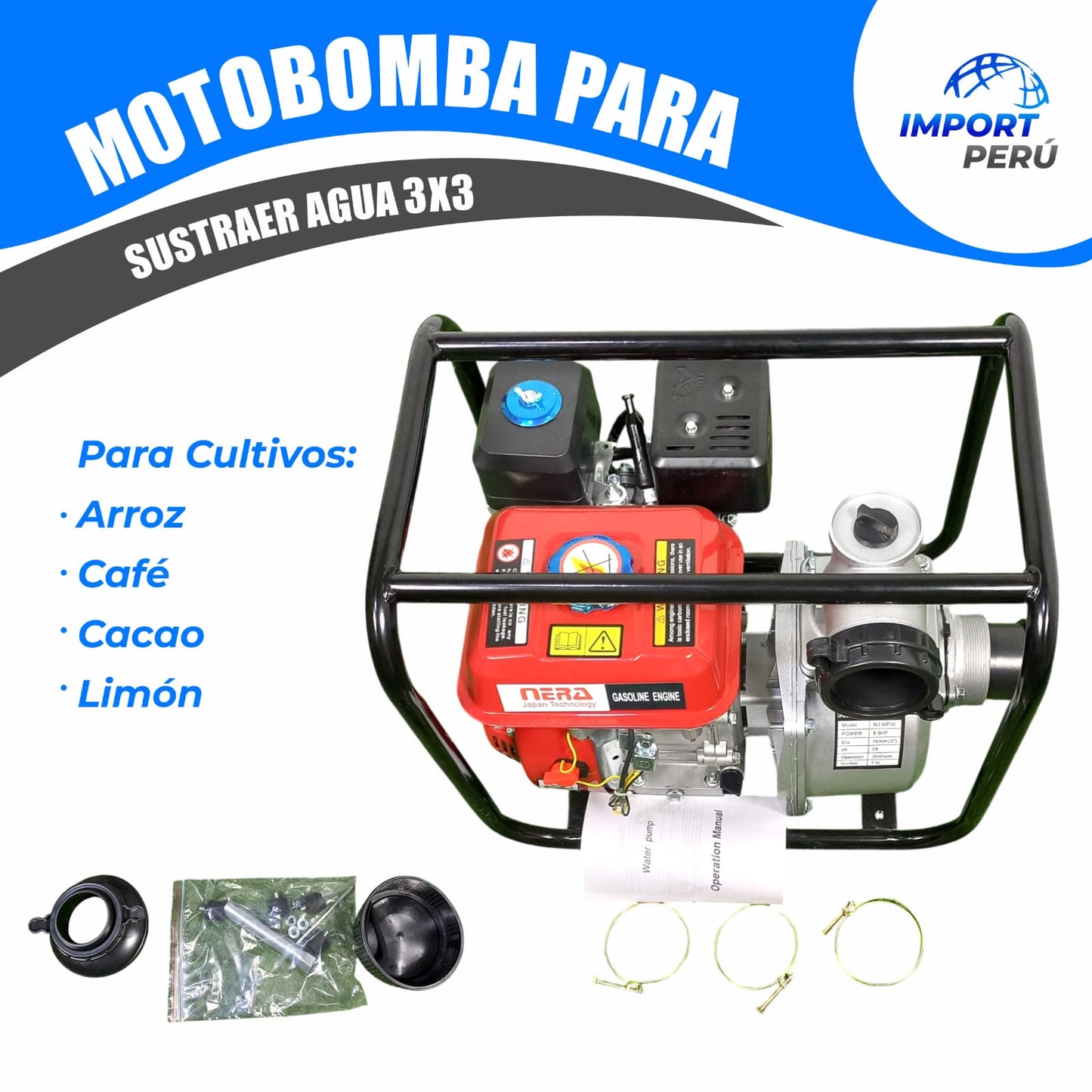 Motobomba 6.5 HP 3 x3
