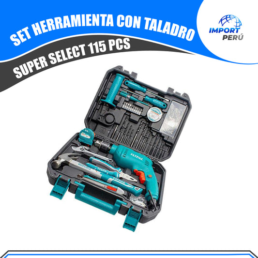 Set de Herramientas con Taladro 115 Pcs SUPER SELECT