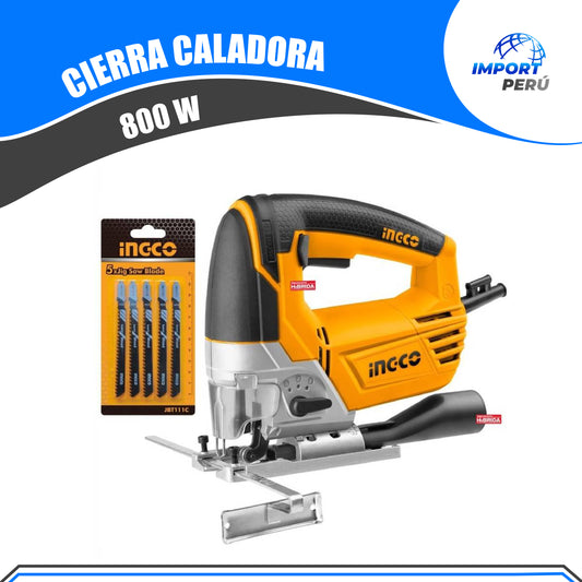 Cierra Caladora 800W + 5 Cuchillas