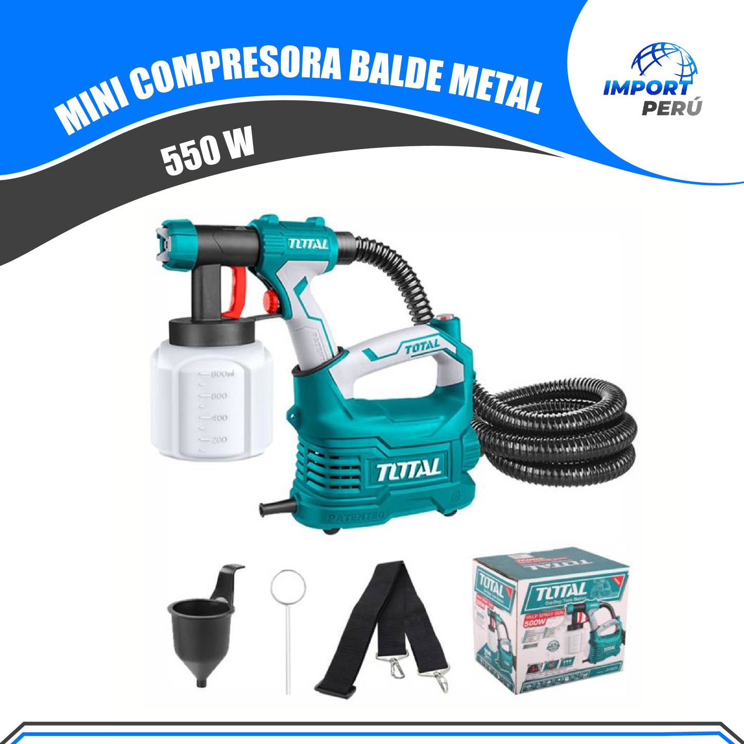 Mini compresora balde metal 550W