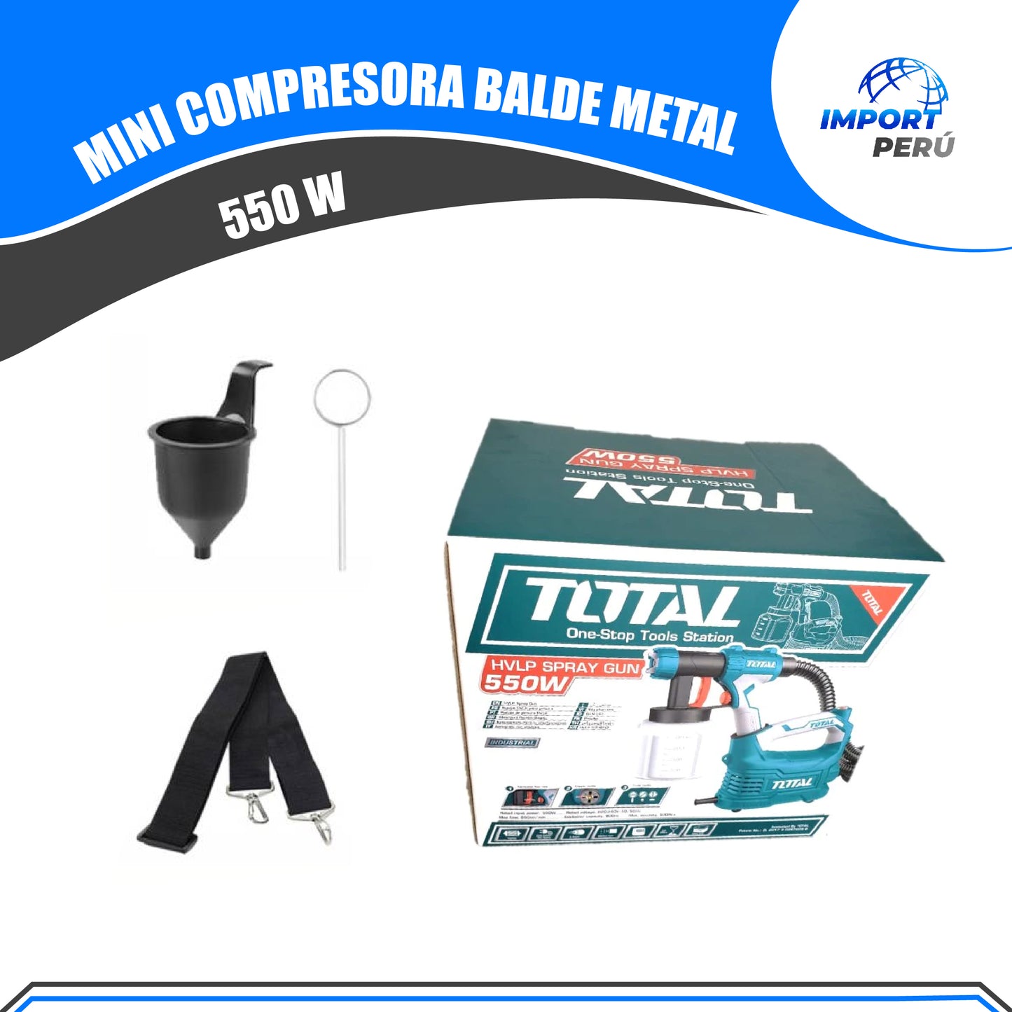 Mini compresora balde metal 550W