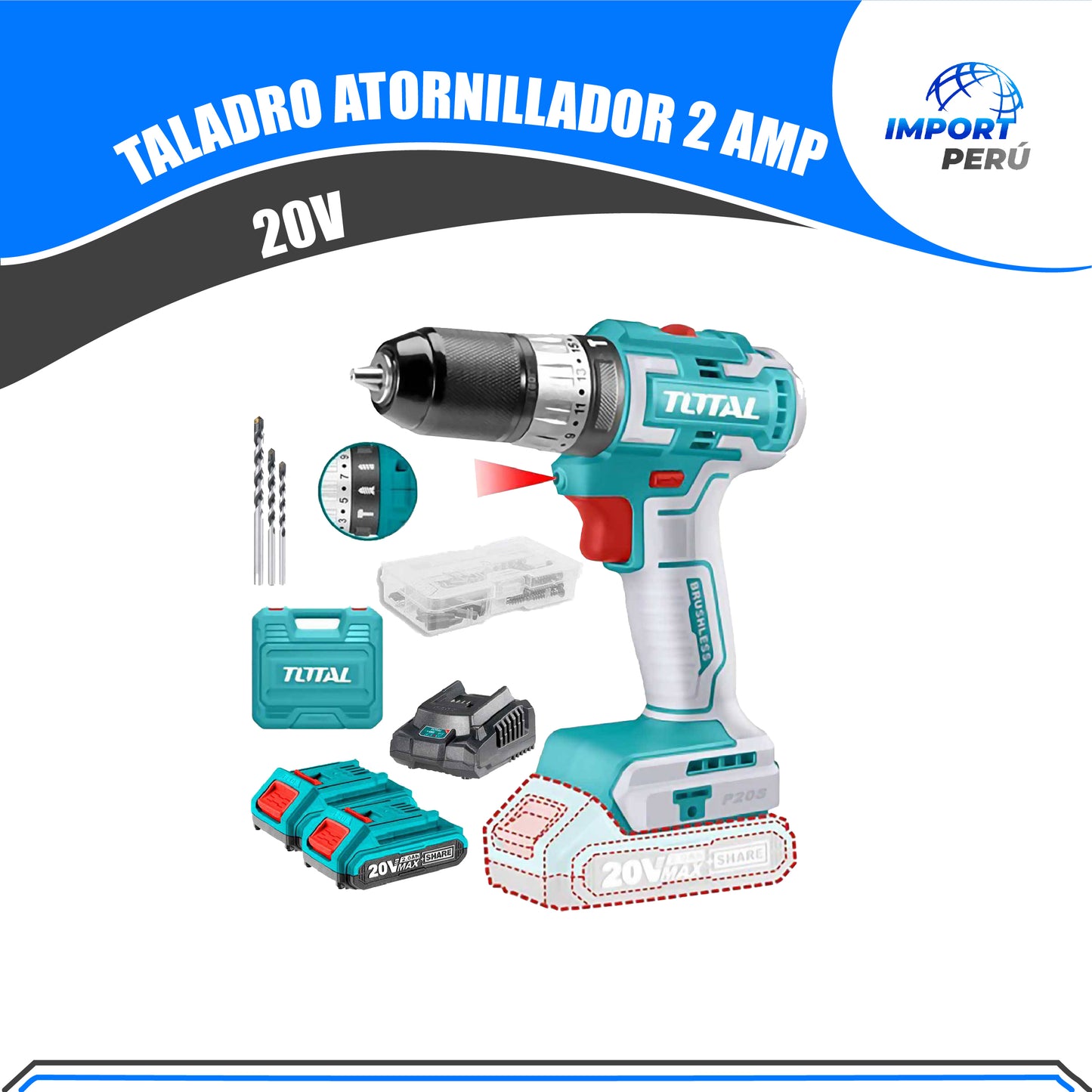 Taladro Percutor Atornillador 20V -2Ah